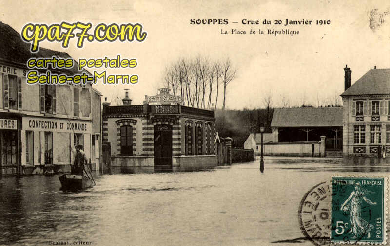 Souppes Sur Loing (Seine-et-Marne) - Crue du 20 Janvier 1910 – La Place de la République